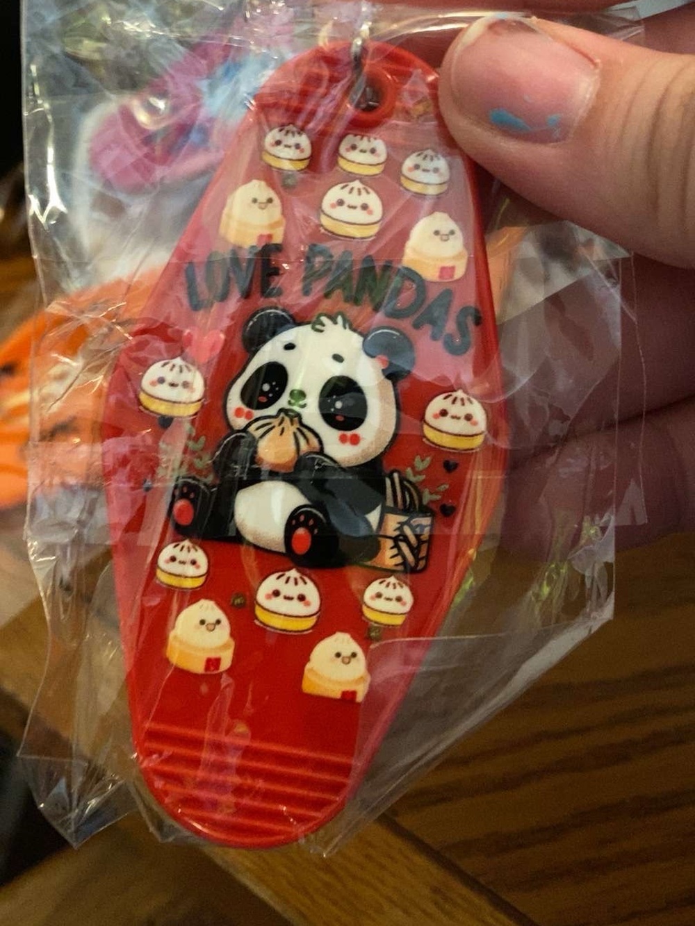 Red 'Love Pandas' Panda Keychain Charm